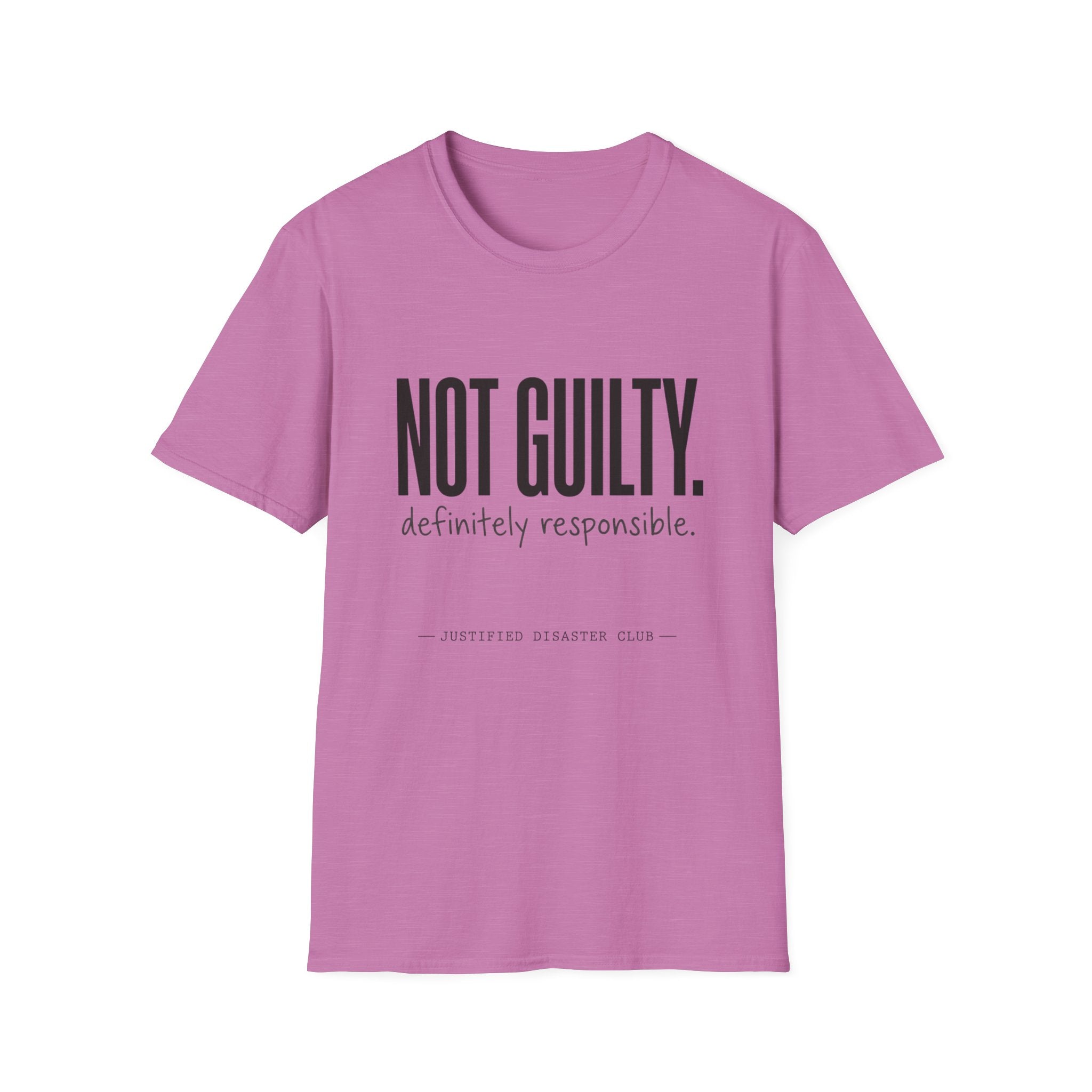 Not Guilty Definitely Responsible text T-Shirt