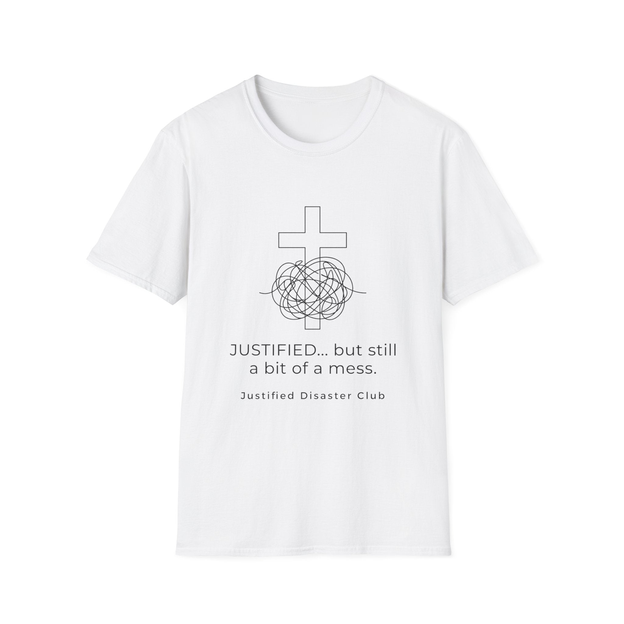 Justified but still a mess cross with messy string T-Shirt